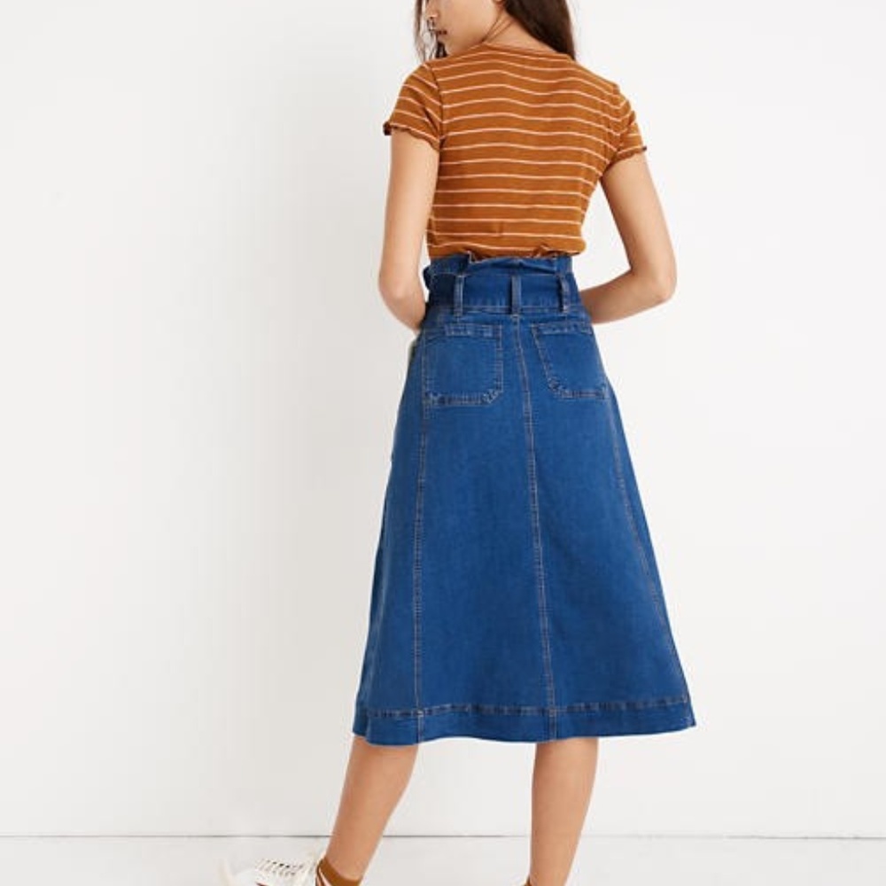 Madewell Stretch Denim Paperbag Midi Skirt - NWT - Picture 4 of 4